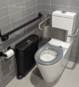 black manual bin in situ black manual sanitary bin in place bathroom